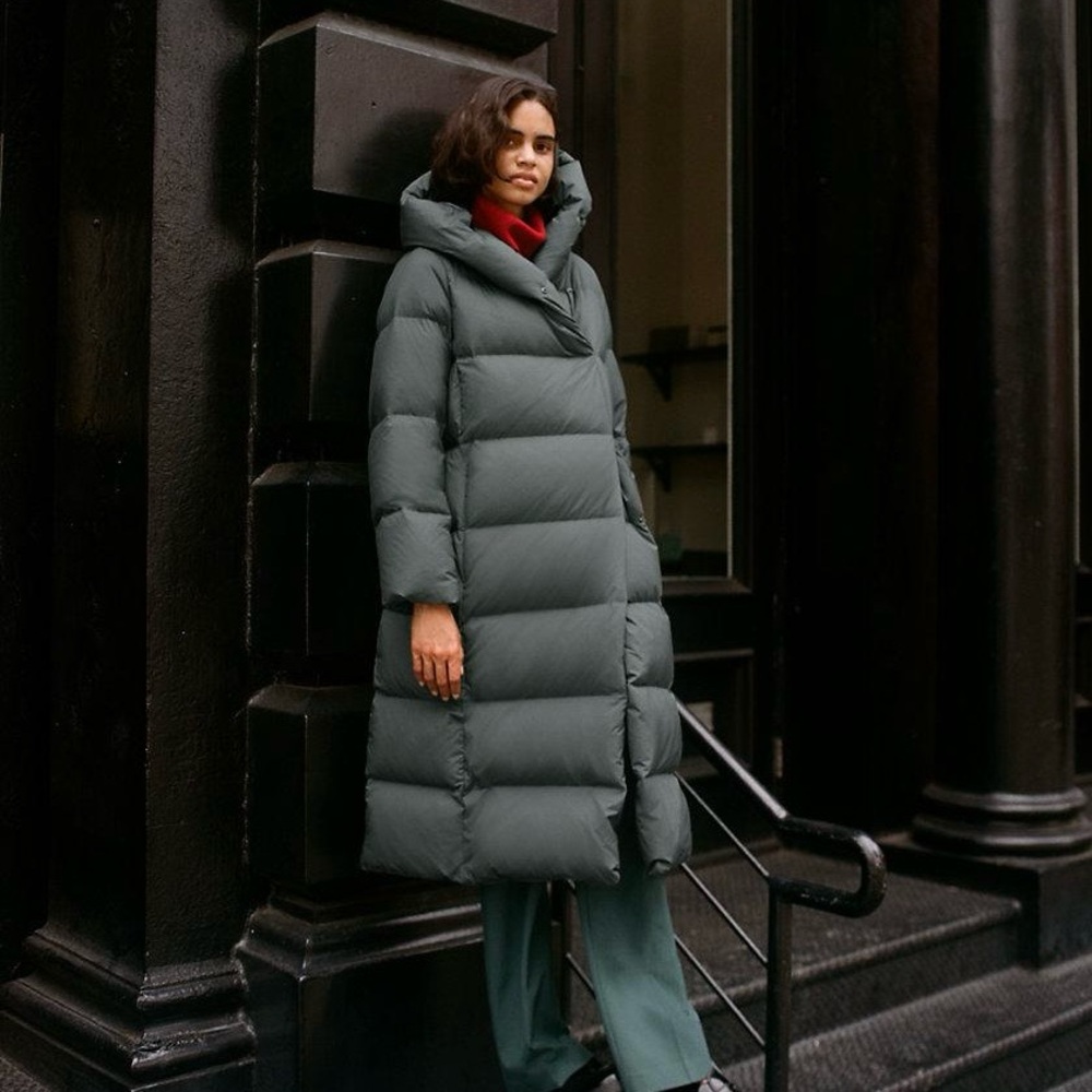 Aritzia Dark Green Duvet Down Puffer Coat | Size XS